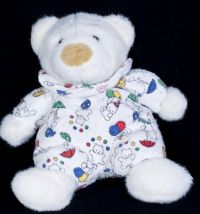 Carters Prestige Circus White Teddy Bear Plush Rattle Lovey